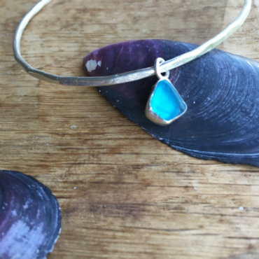 Turquoise Seaglass Bangle from Falmouth Bay.