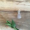 Green Seaglass Necklace from Swanpool beach. It is a teardrop shape and set in silver. Back view.