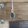 Forest Green Seaglass Necklace Nansidwelll, showing seaglass size as approximately 10mm wide and 13mm high.