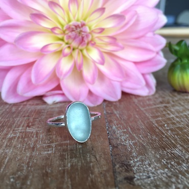Aqua ring made in Seaglass Sessions Workshop by Tase