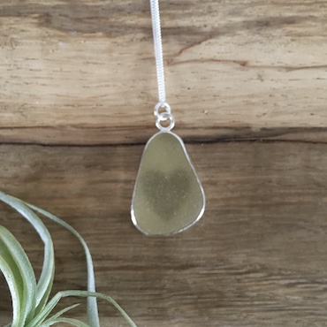 Yellow seaglass & heart necklace - Swanpool