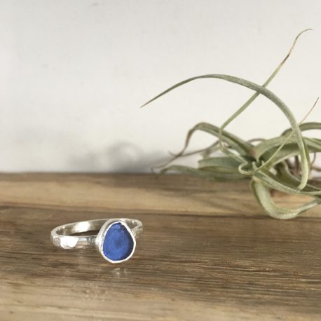 Cobalt Blue Seaglass Ring - St Ives - size N