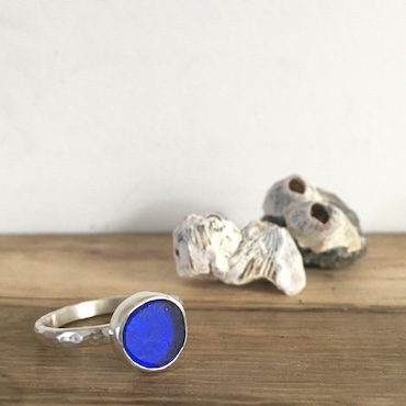 Cobalt Blue Seaglass Ring - Greenbank