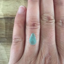 Light Teal Green Seaglass for custom ring - on finger