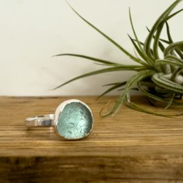 Light Teal Blue Seaglass Ring – St Mawes – size M