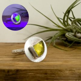 RARE Lime Yellow UV Seaglass Ring – Falmouth Bay – size R